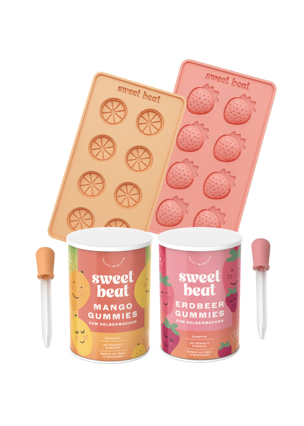 Starter Set - 2x Dosen Instant-Mix (1x Mango, 1x Erdbeere) 2x Silikon-Förmchen 2x Pipetten